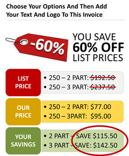 8.5x11 custom invoices 60 percent savings image